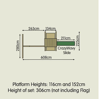 TP Kingswood Tower with swing arm and slide - The Outdoor Toy Centre