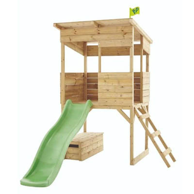 TP Treetops Wooden Tower Playhouse with Toy Box and Slide - The Outdoor Toy  Centre